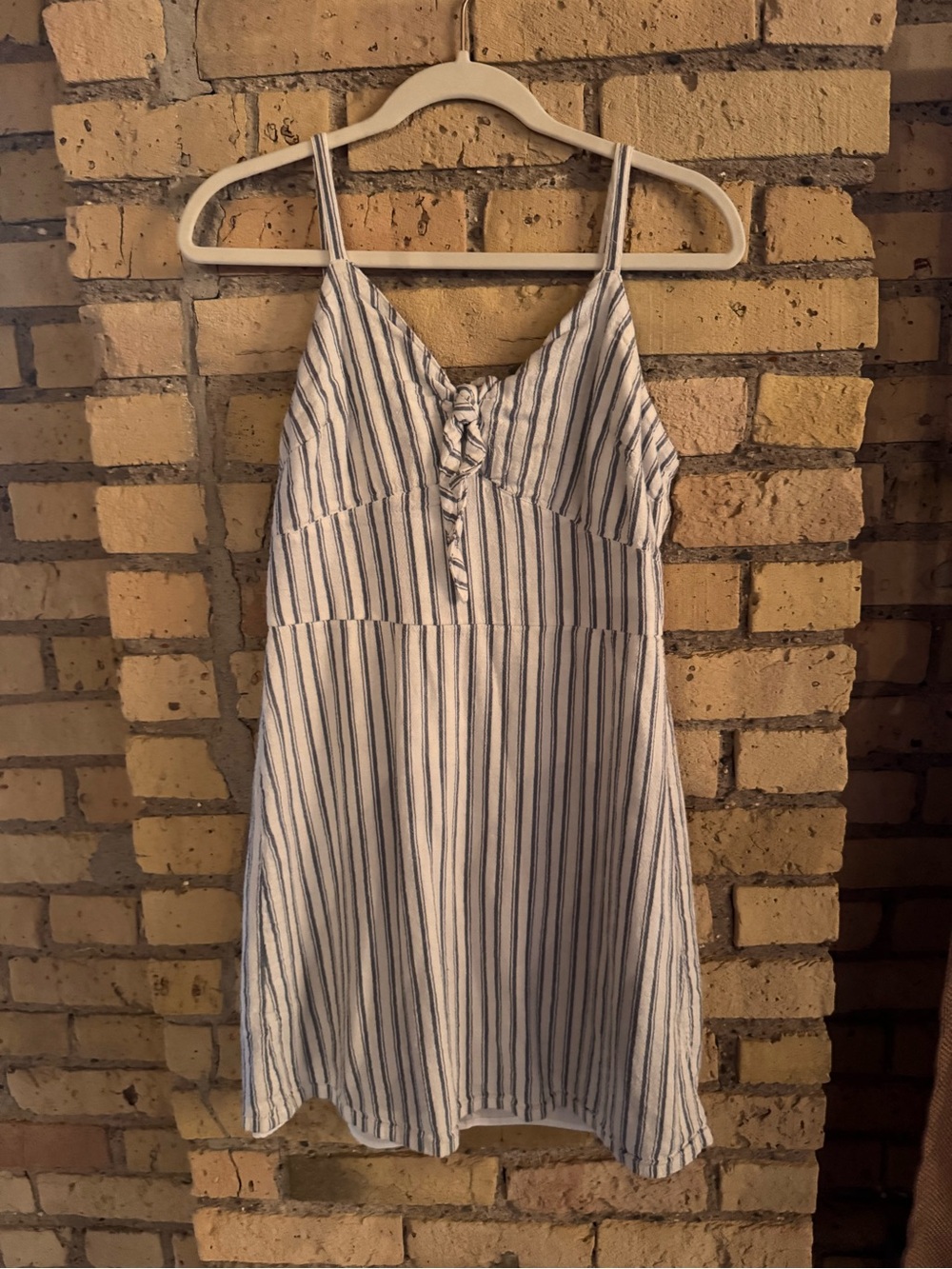 Hollister White Dress with Navy Stripe Detail